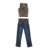 Maxbell 1/ Vest Jeans Set Male Suit for Action Figures green