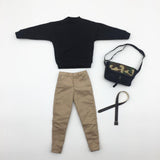 Maxbell 1/6 Men Sweatshirt Pants Belt Bag for    12'' Action Figure Black