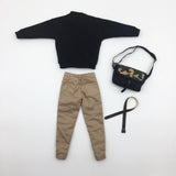 Maxbell 1/6 Men Sweatshirt Pants Belt Bag for    12'' Action Figure Black