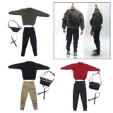 Maxbell 1/6 Men Sweatshirt Pants Belt Bag for    12'' Action Figure Black