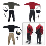 Maxbell 1/6 Men Sweatshirt Pants Belt Bag for    12'' Action Figure Black