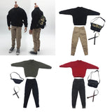 Maxbell 1/6 Men Sweatshirt Pants Belt Bag for    12'' Action Figure Black