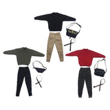 Maxbell 1/6 Men Sweatshirt Pants Belt Bag for    12'' Action Figure Black
