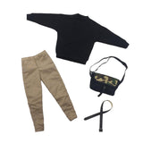 Maxbell 1/6 Men Sweatshirt Pants Belt Bag for    12'' Action Figure Black