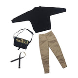 Maxbell 1/6 Men Sweatshirt Pants Belt Bag for    12'' Action Figure Black