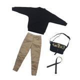 Maxbell 1/6 Men Sweatshirt Pants Belt Bag for    12'' Action Figure Black