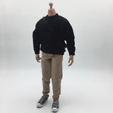 Maxbell 1/6 Men Sweatshirt Pants Belt Bag for    12'' Action Figure Black