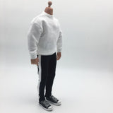 Maxbell 1/6 Men White Sweatshirt Striped Pants for    12'' Action Figure