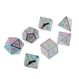 Maxbell 7 Pieces Polyhedral Metal Dice for D&D Pathfinder RPG Game Rainbow White