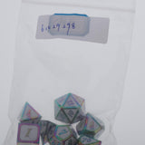 Maxbell 7 Pieces Polyhedral Metal Dice for D&D Pathfinder RPG Game Rainbow White
