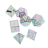Maxbell 7 Pieces Polyhedral Metal Dice for D&D Pathfinder RPG Game Rainbow White