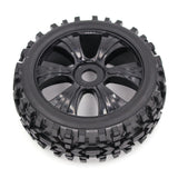 Maxbell 4pcs 1:8 RC Buggy Vehicle Model Spare Parts Rubber Tyre Fan Hub Wheel Black