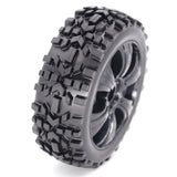 Maxbell 4pcs 1:8 RC Buggy Vehicle Model Spare Parts Rubber Tyre Fan Hub Wheel Black