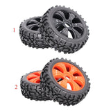 Maxbell 4pcs 1:8 RC Buggy Vehicle Model Spare Parts Rubber Tyre Fan Hub Wheel Black