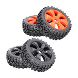 Maxbell 4pcs 1:8 RC Buggy Vehicle Model Spare Parts Rubber Tyre Fan Hub Wheel Black