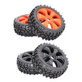 Maxbell 4pcs 1:8 RC Buggy Vehicle Model Spare Parts Rubber Tyre Fan Hub Wheel Black