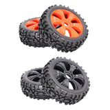 Maxbell 4pcs 1:8 RC Buggy Vehicle Model Spare Parts Rubber Tyre Fan Hub Wheel Black