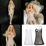 8x1/6 Mesh Strap Dress Women Clothes for 12'' Action Figure Accessories Black