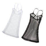 8x1/6 Mesh Strap Dress Women Clothes for 12'' Action Figure Accessories Black