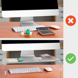 Home Clear Monitor Stand Shelf PC LCD Computer Screen Riser Tray Holder 2pcs