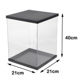 Clear Plastic Display Case Countertop Box Cube Storage w/LED Light 21x21x40cm