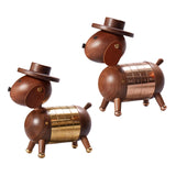 Nordic Walnut Dog Calendar Solid Wood Head Rotatable Toys Office Study Decor rose gold