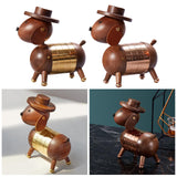 Nordic Walnut Dog Calendar Solid Wood Head Rotatable Toys Office Study Decor rose gold