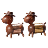 Nordic Walnut Dog Calendar Solid Wood Head Rotatable Toys Office Study Decor rose gold