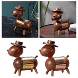 Nordic Walnut Dog Calendar Solid Wood Head Rotatable Toys Office Study Decor rose gold