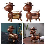 Nordic Walnut Dog Calendar Solid Wood Head Rotatable Toys Office Study Decor rose gold