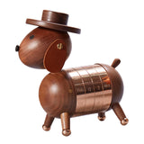 Nordic Walnut Dog Calendar Solid Wood Head Rotatable Toys Office Study Decor rose gold