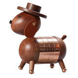 Nordic Walnut Dog Calendar Solid Wood Head Rotatable Toys Office Study Decor rose gold