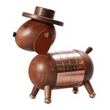 Nordic Walnut Dog Calendar Solid Wood Head Rotatable Toys Office Study Decor rose gold