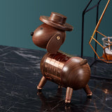 Nordic Walnut Dog Calendar Solid Wood Head Rotatable Toys Office Study Decor rose gold