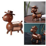 Nordic Walnut Dog Calendar Solid Wood Head Rotatable Toys Office Study Decor rose gold