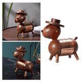 Nordic Walnut Dog Calendar Solid Wood Head Rotatable Toys Office Study Decor rose gold