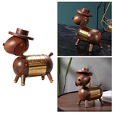 Nordic Walnut Dog Calendar Solid Wood Head Rotatable Toys Office Study Decor 18K gold