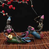 Exotic African Sculpture Tribal Lady Women Craft Home Resin Statue B