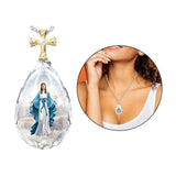 Maxbell 2x1pc Fashion Crystal Pendant Elegant Gift Christian Necklace Anniversary Gift Maria