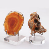 Maxbell 2 Pieces Acrylic Display Stand Rack Round Base for Minerals Rocks Stone
