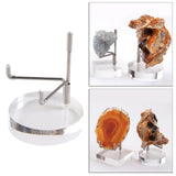 Maxbell 2 Pieces Acrylic Display Stand Rack Round Base for Minerals Rocks Stones