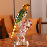Crystal Parrot Ornament Bird On Branch Crafts TV Cabinet Home Decoration B Single Bird