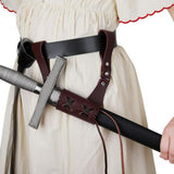 Maxbell 2xRetro Cosplay Medieval Faux Leather Warrior Sword Sheath Brown right handed