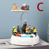 Maxbell Glowing Rotating Christmas Musical Case Resin Home Ornament Rotate Deer Cart