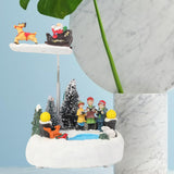 Maxbell Glowing Rotating Christmas Musical Case Resin Home Ornament Rotate Deer Cart