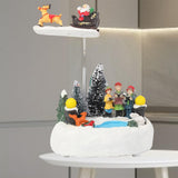 Maxbell Glowing Rotating Christmas Musical Case Resin Home Ornament Rotate Deer Cart