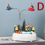 Maxbell Glowing Rotating Christmas Musical Case Resin Home Ornament Rotate Figurine