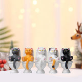 Maxbell 5Pcs Funny Cat Figures Animal Statues Cake Toppers Model Home Decor B