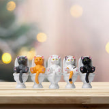 Maxbell 5Pcs Funny Cat Figures Animal Statues Cake Toppers Model Home Decor B