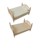 Maxbell 2pcs 1:12 Scale Dollhouse Double Bed Collection Bedd for Kids